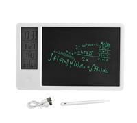 HUSHUI Tableta de Escritura LCD, Tablero para Garabatear Electrónico Recargable de 10 Pulgadas con Calendario de Reloj Digital, para Oficina, Negocio y Hogar (Blanco)