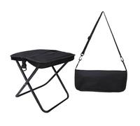 HUSHUI Taburete de Camping Plegable Portátil, Ligero y Compacto con Correa para el Hombro para Pesca, Senderismo, Picnics, Negro, 31x14x5cm
