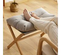 HUSHUI Taburete para Pies con Cojín Suave, Diseño Moderno de Patas en X para Uso en la Oficina y el Hogar, Phyllostachys Pubescens Duradero, Elegante Reposapiés (Gris)
