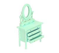 HUSHUI Tocador para Casa de Muñecas a Escala 1:12, Elegante Mesa de Baño en Miniatura con Espejo para Decoración de Casa de Muñecas, Material de Abedul, 9,2 Cm (Verde)