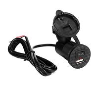 HUSHUI Toma de Carga USB, Toma de Corriente Impermeable de 12V 24V con Interruptor e Indicador LED para Motocicleta/Bicicleta, Negro, 1 Unidad (#1)