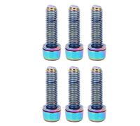 HUSHUI Tornillos de Vástago de Ciclismo 6 Piezas Arandelas de Acero Inoxidable Chapadas en Titanio para Ciclos de Montaña y Carretera (M5)