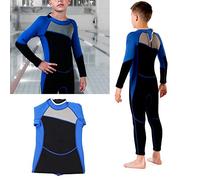 HUSHUI Traje de Neopreno para Niños HISEA, Traje de Buceo de Manga Larga para Esnórquel, Surf, Deportes Acuáticos, Edades de 3 a 12 Años (M125 Talla 10)