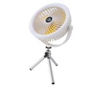 HUSHUI Ventilador de Campamento, Linterna LED Recargable USB Portátil con Trípode y Correa Colgante, Batería de 1200 MAh para el Escritorio de la Oficina de Pesca para Acampar Al Aire