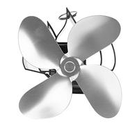 HUSHUI Ventilador para Hogar Montado en la Pared, Alimentado por Calor, Diseño Innovador de 4 Aspas para el Hogar y el Camping, Aleación de Aluminio (Plata)