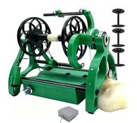 Husillo Eléctrico Para Hilo con Velocidad Ajustable, Devanadora Para Lana con Interruptor de Pie, Capacidad de 120 G, 3 Bobinas, Cambio Adelante y Reversa green
