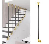 Husillos de escalera anticaída de hierro forjado, estilos y tamaños personalizables, balaustres de metal, universales for lofts/hoteles/villas/remodelación de oficinas(Black+gold,220cm)