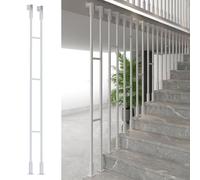 Husillos de escalera laterales de metal, balaustres de estilos y tamaños personalizables for escaleras inclinadas, lofts/hotel/oficina/hogar(White,65in/165cm)