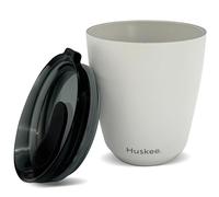 HUSKEE Taza de café de acero inoxidable de 8 onzas, reutilizable, apilable y aislada con tapa, tazas de viaje con forro de cerámica para bebidas calientes, regalo para amantes del café y sobre la