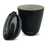 HUSKEE Taza de café de acero inoxidable de 8 onzas, reutilizable, apilable y aislada con tapa, tazas de viaje con forro de cerámica para bebidas calientes, regalo para amantes del café y sobre la