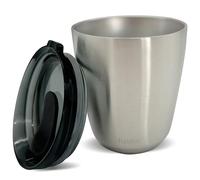 HUSKEE Taza de café de acero inoxidable de 8 onzas, reutilizable, apilable y aislada con tapa, tazas de viaje sin derrames para bebidas calientes, regalo para amantes del café y sobre la marcha, acero