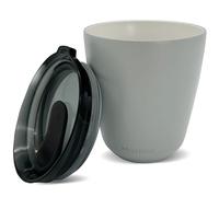 HUSKEE Taza de café de acero inoxidable de 8 onzas, reutilizable, apilable y aislada con tapa, tazas de viaje con forro de cerámica para bebidas calientes, regalo para amantes del café y sobre la