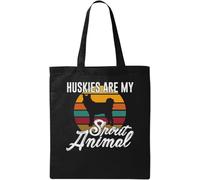 Huskies are My Spirit Animal Cute Dog Graphic - Bolsa de algodón ecológico natural, color negro, Black, Talla única