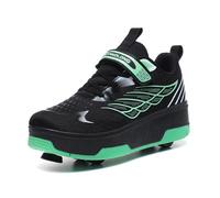 HUSKSWARE Zapatos Deportivos para niños, Patines de 4 Ruedas con Freno de pie, Ruedas Delanteras y Freno Desmontables, adecuados para niños y niñas,Negro, 34 EU.