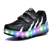 Husk'Sware Zapatos infantiles para niños y niñas, con ruedas, 2 en 1, patines brillantes, zapatillas de skateboarding, zapatillas