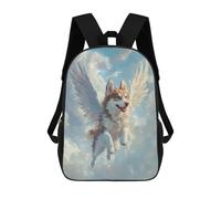Husky Angel Pet Loss Tribute Art Angel Dog in The Clouds Mochila Infantil, Mochila Escolar Impresa En 3D, Mochila Para Niños Y Niñas, Mochila Escolar Ajustable Para La Escuela Primaria 17inch