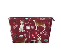 Husky Bastones de Caramelo Medias Vacaciones Perro Ruby, Bolsa de artículos de tocador Bolsa de Maquillaje Bolsa de cosméticos Bolsa de artículos de tocador de Viaje portátil