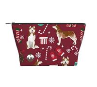Husky Bastones de Caramelo Medias Vacaciones Perro Ruby, Bolsa de artículos de tocador Bolsa de Maquillaje Bolsa de cosméticos Bolsa de artículos de tocador de Viaje portátil
