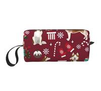 Husky Bastones de Caramelo Medias Vacaciones Perro Ruby, Bolsa de Maquillaje Bolsa de cosméticos Bolsa de artículos de tocador de Viaje portátil Bolsa de Maquillaje