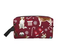 Husky Bastones de Caramelo Medias Vacaciones Perro Ruby, Bolsa de Maquillaje Bolsa de cosméticos Bolsa de artículos de tocador de Viaje portátil Organizador de Bolsa de Maquillaje
