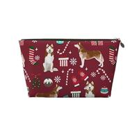 Husky Bastones de Caramelo Medias Vacaciones Perro Ruby, Bolsa de Maquillaje Bolsa de cosméticos Bolsa de artículos de tocador de Viaje portátil Bolsa de artículos de tocador