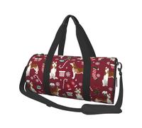 Husky Bastones de Caramelo Medias Vacaciones Perro Ruby, Bolsa de Viaje de Gran Capacidad, Bolso Redondo, Bolsa de Viaje Deportiva, Bolsa de Mano, Bolsa de Fitness