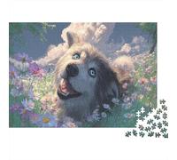 Husky couché Dans le Champ cosmique Puzzle Pour Adultes : Faune Sauvage Défiant 1000 Pièces, Jeux Éducatifs, Décoration Maison Et Cadeau 52x38cm/1000pcs