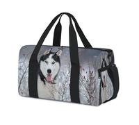 Husky Dog - Bolsa de lona deportiva de invierno para perro, bonita bolsa de fin de semana, bolsa de viaje casual, para viajes, gimnasio, para niños, niñas, niños, mujeres y hombres