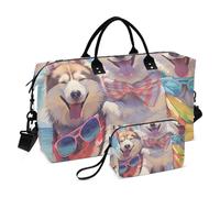 Husky Dog - Bolsa de viaje para gimnasio con bolsa de almacenamiento, bolsa de fin de semana, para hombres y mujeres, viajes, deportes, yoga, multicolor, Talla única