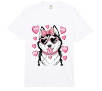 Husky Dog Coquette Candy Valentines Day Pet Lover Hearts Comfort Colors Adult Heavyweight T-Shirt