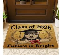 Husky Dog Felpudo para puerta delantera, color negro, 29 x 17 pulgadas, tapete antideslizante para diploma de graduación, para exteriores, clase pequeña de 2026, para patio, garaje, zapatos fuera de