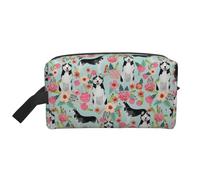Husky Florals Lindo Menta Claro Mejores Perros Husky, Bolsa de Maquillaje Bolsa de cosméticos Bolsa de artículos de tocador de Viaje portátil Organizador de Bolsa de Maquillaje