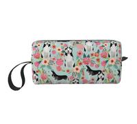 Husky Florals Lindo Menta Claro Mejores Perros Husky, Bolsa de Maquillaje Bolsa de cosméticos Bolsa de artículos de tocador de Viaje portátil Bolsa de Maquillaje