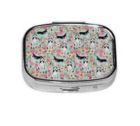 Husky Florals Lindo Menta Claro Mejores Perros Husky, Pastillero cuadrado para bolsillo o monedero, pequeño contenedor de pastillas, organizador de pastillas de viaje
