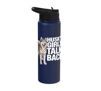 Husky Girls Talk Back, divertido perro husky siberiano Stainless Steel Insulated Water Bottle