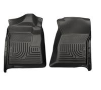Husky Liners Weatherbeater Floor Mats | Fits 2007-2013 Chevrolet Silverado & GMC Sierra 1500; 2007-2014 Silverado & Sierra 2500/3500 Standard Cab (Full Coverage) | Front Row, 2-pc Black - 18221