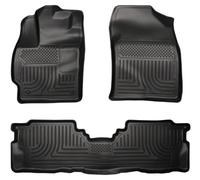Husky Liners Weatherbeater Floor Mats | Fits 2012-2017 Toyota Prius V | Front & 2nd Row, 3-pc Black - 98911