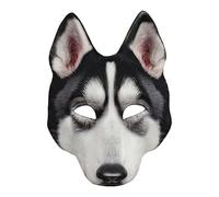 Husky Masque - 3d Animal Half Face | Máscara De Perro Husky Realista Para Disfraz De Disfraces | Vestido De Fiesta De Carnaval De Halloween | Accesorios Para Fiestas De Disfraces De Novedad De Pa