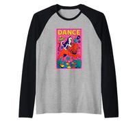 Husky Montando un León Danza Brillante Arte Pop Husky Siberiano Camiseta Manga Raglan