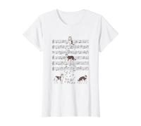 Husky música Huskies Nota Clef Músico Camiseta gráfica económica, Mujer, Blanco, L