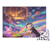 Husky Pintor Fantasía Puzzle de 1000 Piezas Papel para Adultos Escena Arcoíris Mágica Set de Puzzle 1000 Piezas Relajante Familiar Regalo 52x38cm/1000pcs