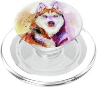 Husky Pop Mount Socket impresión Acuarela Colorido Perro de Alaska PopSockets PopGrip para MagSafe