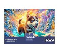 Husky Pup Juega en el Mundo Encantado nevado Puzzle De 1000 Piezas Lindo Perro Mascota Educativo Y Desafiante para Niños Y Adultos 38x26cm/1000pcs
