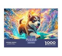Husky Pup Juega en el Mundo Encantado nevado Puzzle De 1000 Piezas Lindo Perro Mascota Excelente Regalo para Ancianos, Mayores, Adultos Y Niños 70x50cm/1000pcs