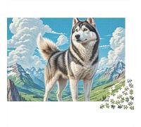 Husky Siberiano 1000 Piezas Rompecabezas Divertidos DecoracióN Familiar Husky en la montaña Jigsaw Juegos Educativos para Familiares Y Amigos 70x50cm/1000pcs