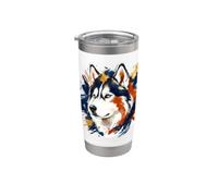 Husky siberiano Azul, Rojo, Blanco Elección Política Patriótica Vaso térmico de acero inoxidable de doble pared