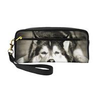 Husky Siberiano, Bolsa de Maquillaje Bolsa de cosméticos Bolsa de Aseo de Viaje portátil Estuche de Cuero para Mujeres y niñas