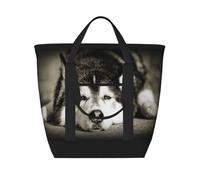 Husky siberiano,Bolsas de almuerzo de gran capacidad, bolsa de mano térmica para mujeres, hombres, trabajo, picnic, viajes.