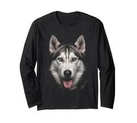 Husky Siberiano Cara Animal Cachorro Vida Silvestre Natural Manga Larga