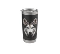 Husky Siberiano Cara Animal Cachorro Vida Silvestre Natural Vaso térmico de acero inoxidable de doble pared